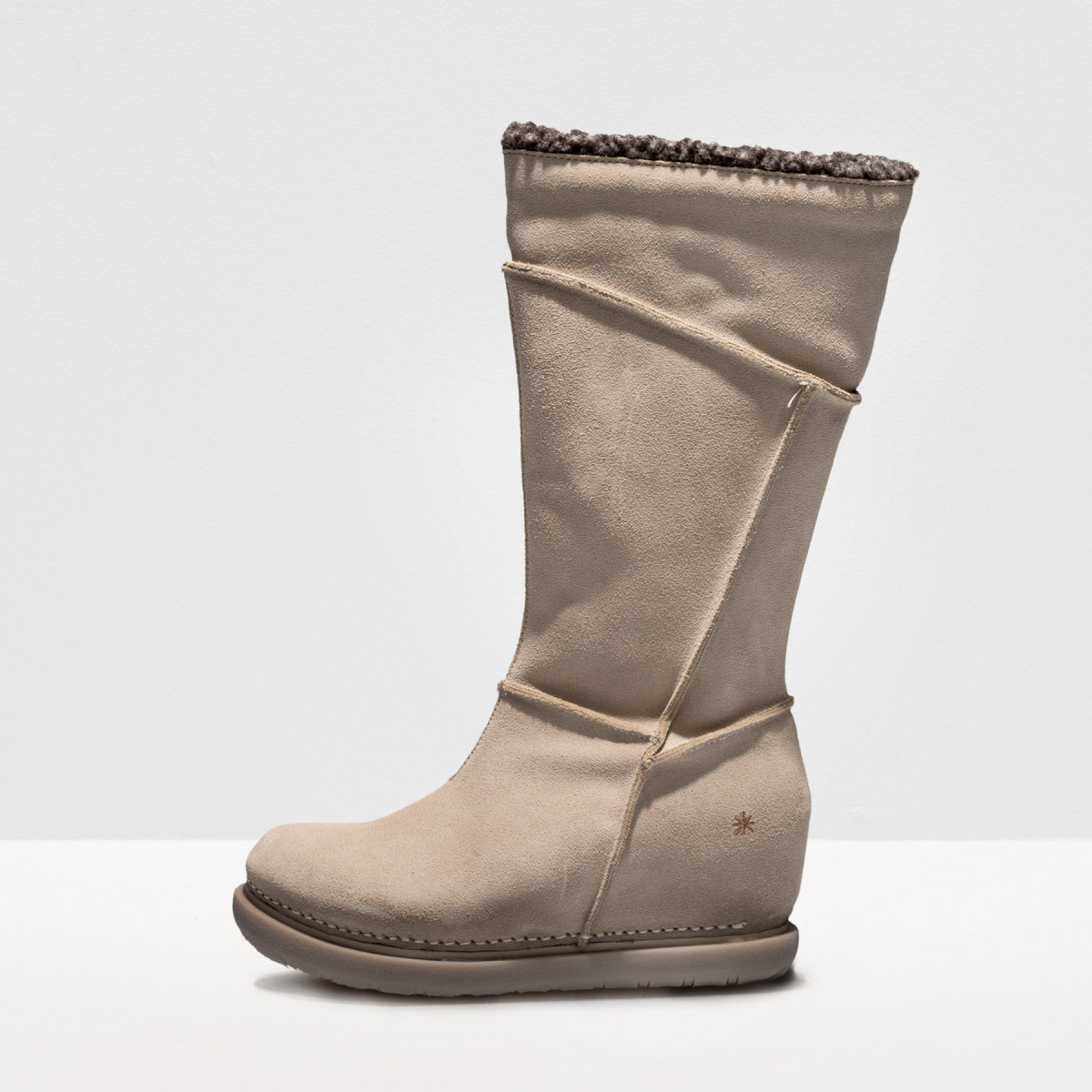 Bottes plateforme en cuir suédé - Beige - art