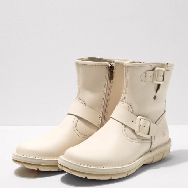 Bottines plates en cuir gras - Beige - art