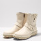 Bottines plates en cuir gras - Beige - art