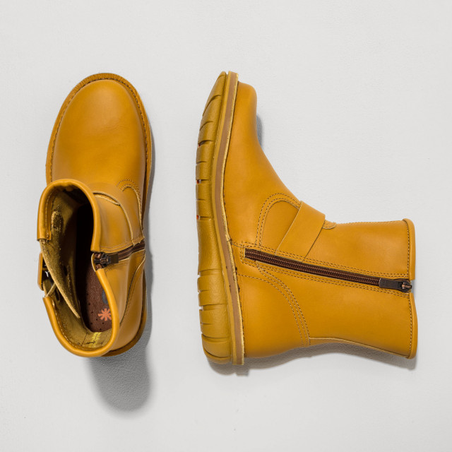 Bottines plates en cuir gras - Jaune - art