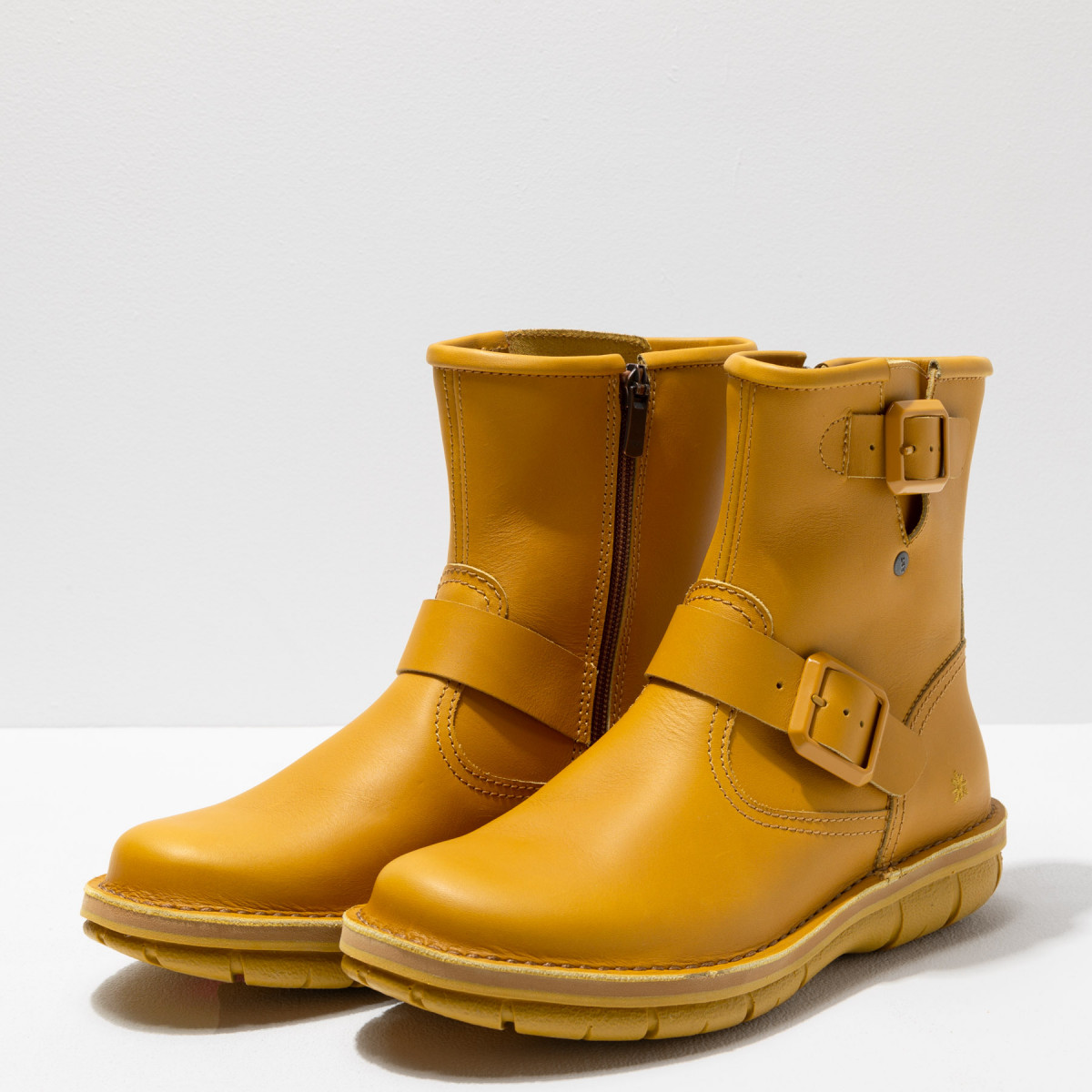 Bottines plates en cuir gras - Jaune - art