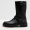 Bottines plates en cuir gras - Noir - art