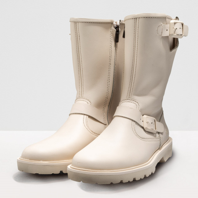 Bottines plates en cuir gras - Beige - art