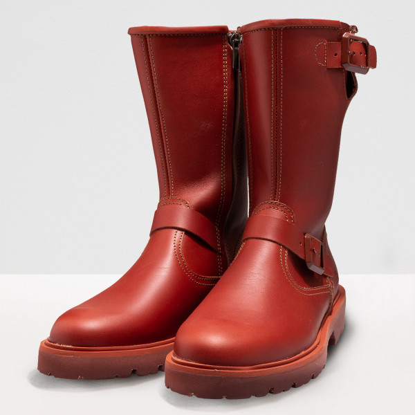 Bottines plates en cuir gras - Rouge - art