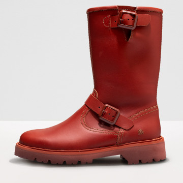 Bottines plates en cuir gras - Rouge - art