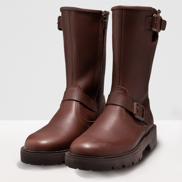 Bottines plates en cuir gras - Marron - art