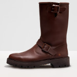 Bottines plates en cuir gras - Marron - art