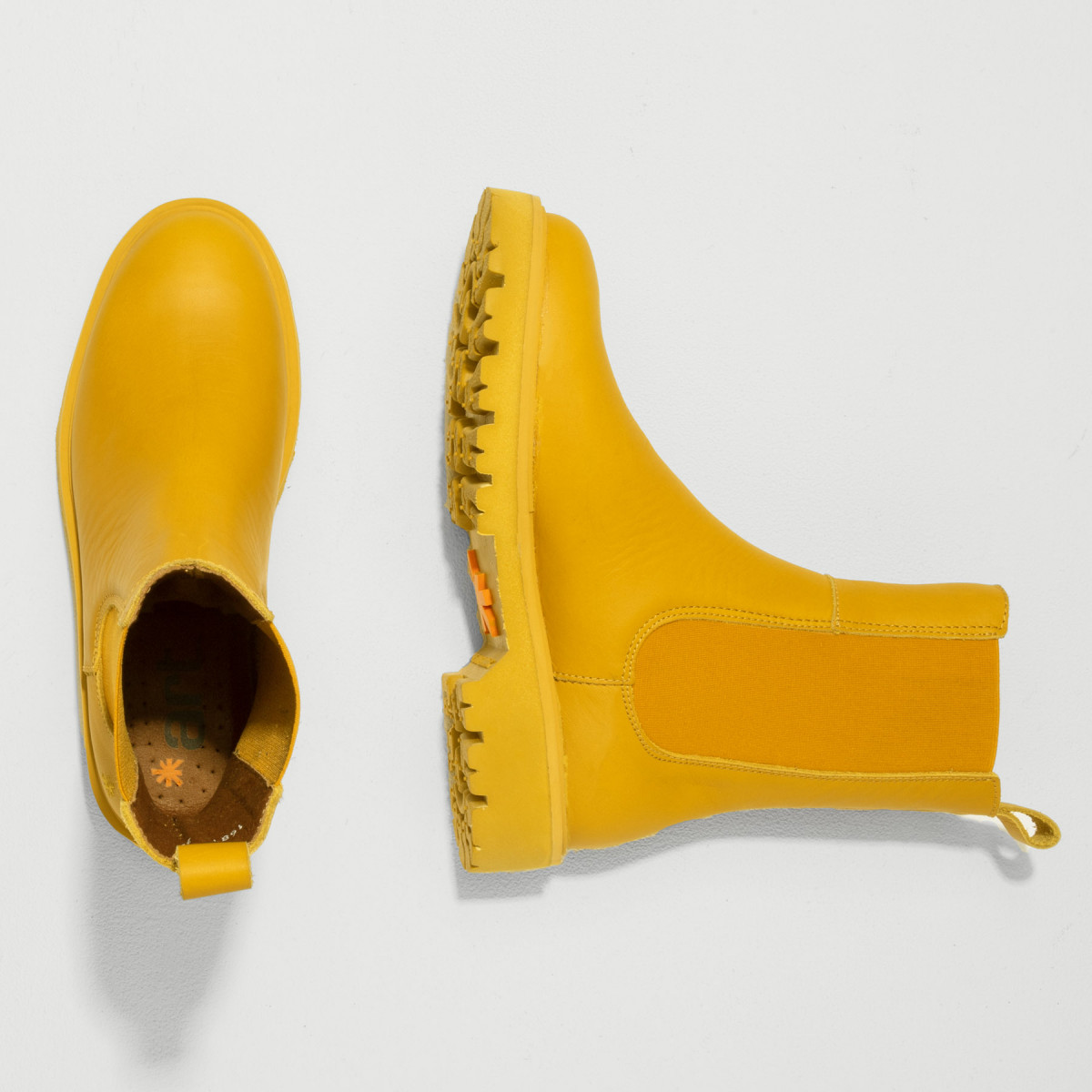 Bottines chelsea en cuir mat - Jaune - art