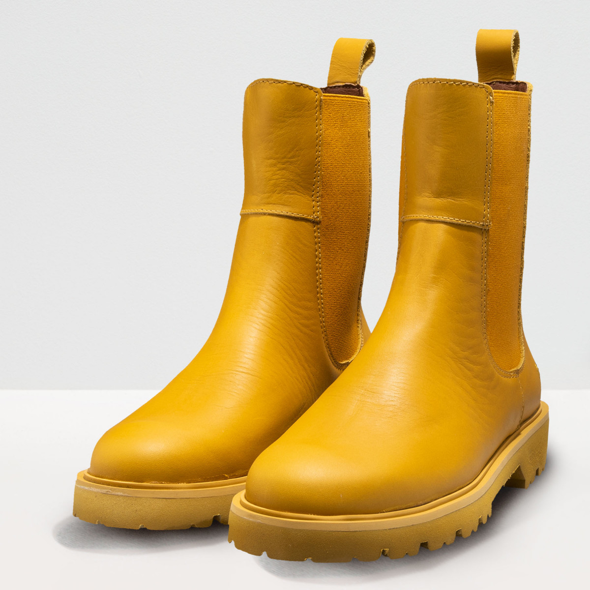 Bottines chelsea en cuir mat - Jaune - art