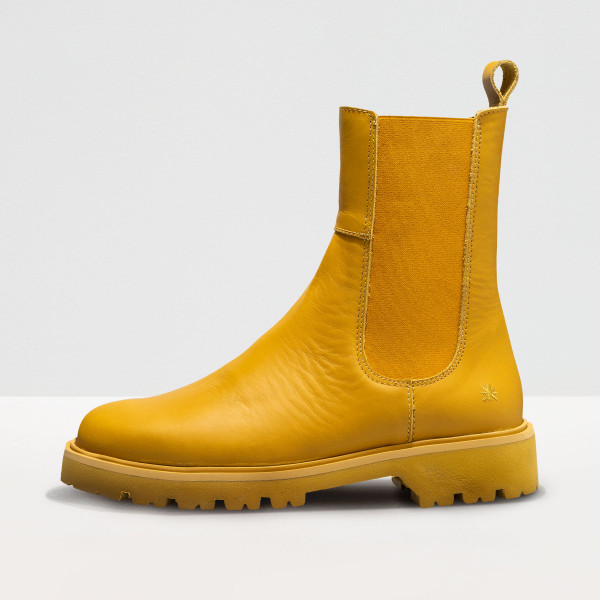 Bottines chelsea en cuir mat - Jaune - art