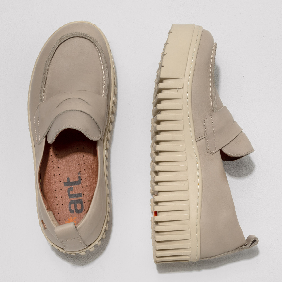 Mocassins plateforme en cuir - Beige - art