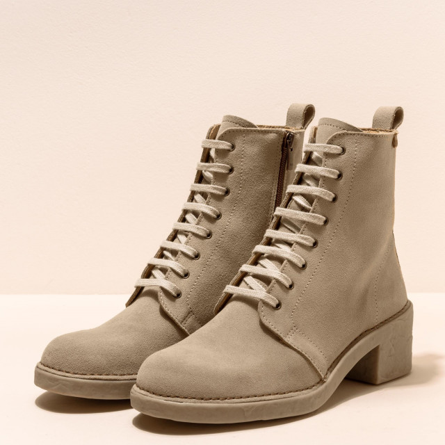 Bottines à talon et lacets en cuir suédé - Beige - El naturalista