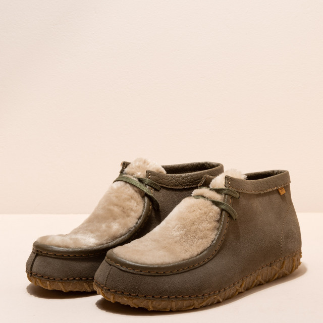 Chaussures confortables en daim et fausse fourrure - Kaki - El naturalista