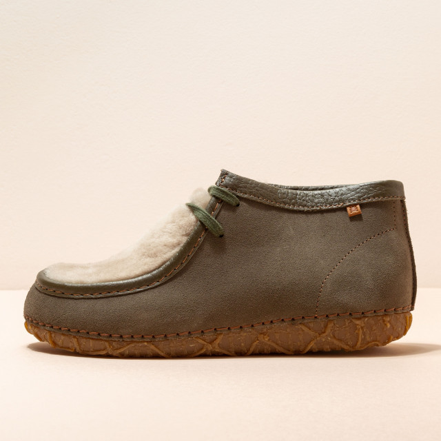 Chaussures confortables en daim et fausse fourrure - Kaki - El naturalista