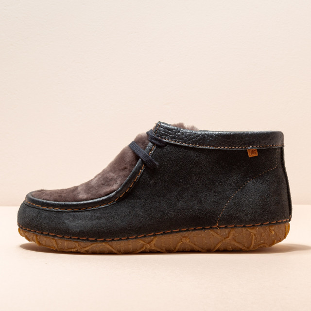 Chaussures confortables en daim et fausse fourrure - Noir - El naturalista