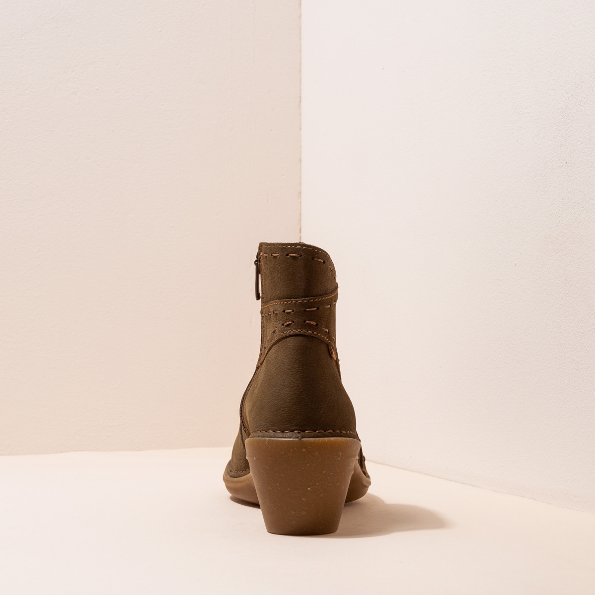 Bottines à talon en cuir à surpiqures - El naturalista