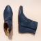 Bottines plates en cuir drappé - Bleu Marine - El naturalista