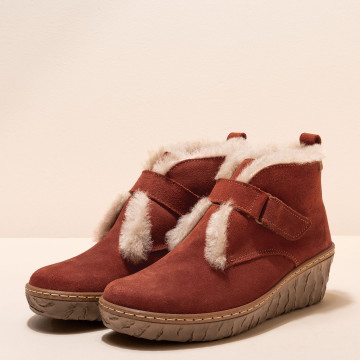 Bottines compensées doublées de laine - Rouge - El naturalista