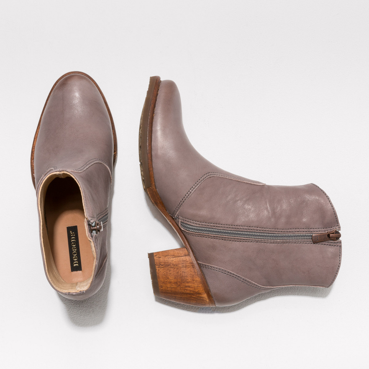 Bottines santiag en cuir - Taupe - Neosens