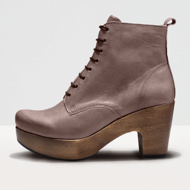 Bottines à lacets et talon plateforme - Taupe - Neosens