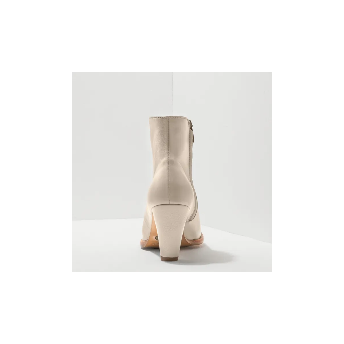 Bottines à talon cubain en cuir - Beige - Neosens