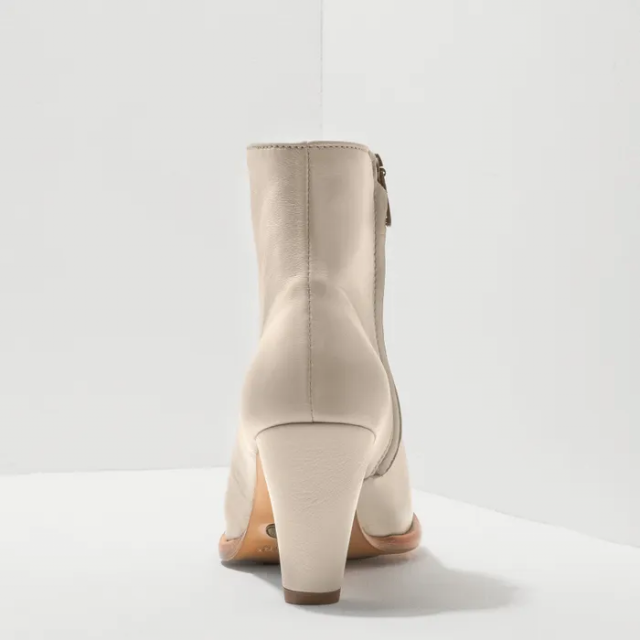 Bottines à talon cubain en cuir - Beige - Neosens