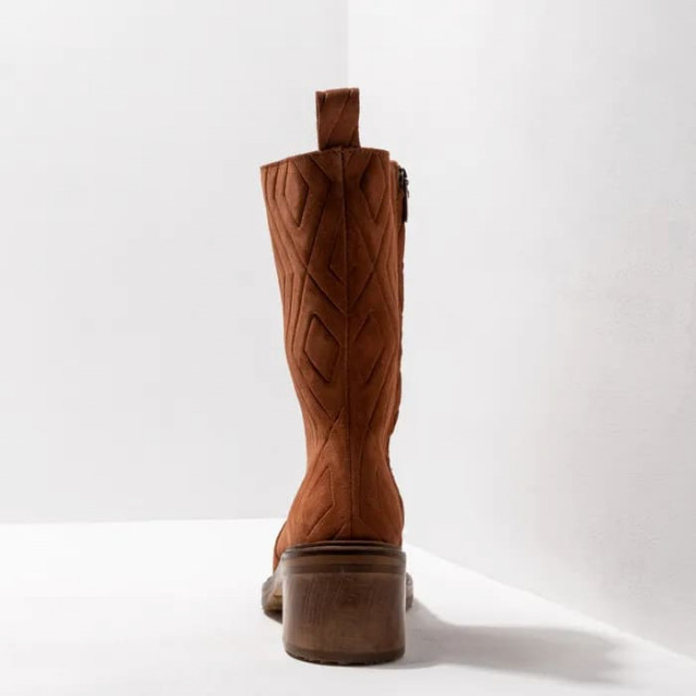 Bottines à talon en cuir suédé à motifs graphiques - Rouille - Neosens