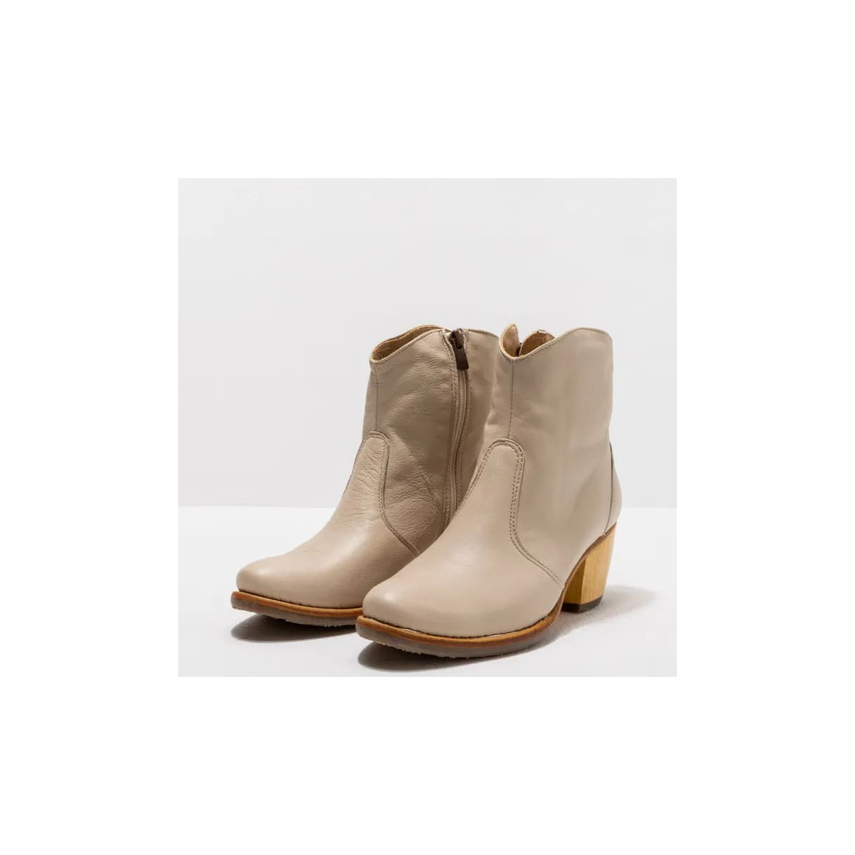 Bottines santiag en cuir - Crème - Neosens