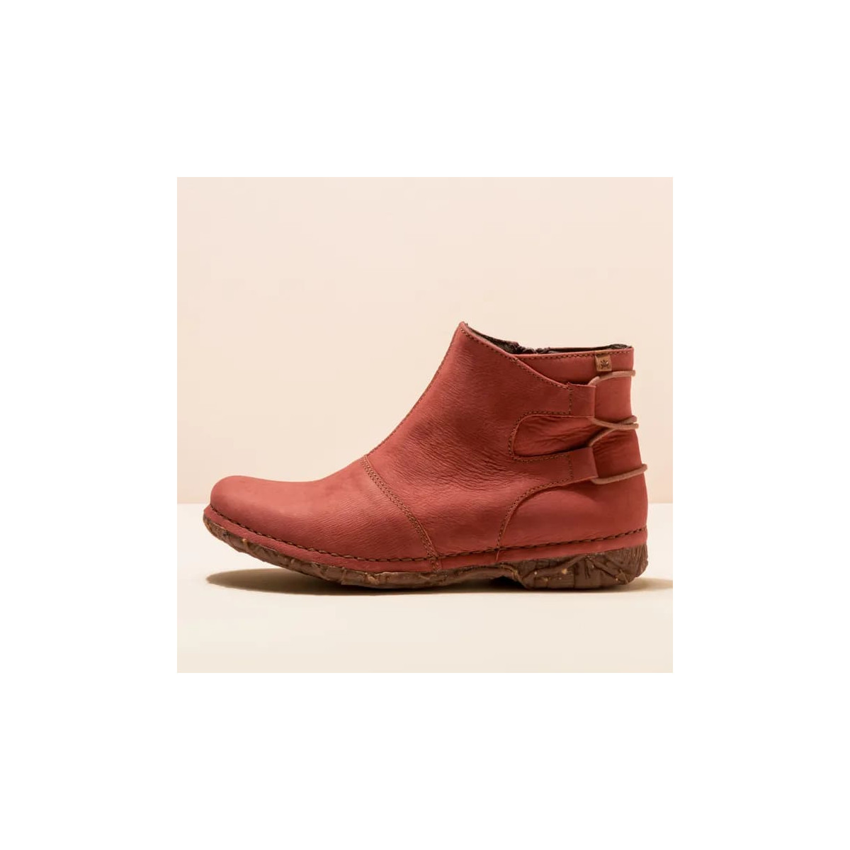 Bottines plates en cuir brossé - Rouge - El naturalista