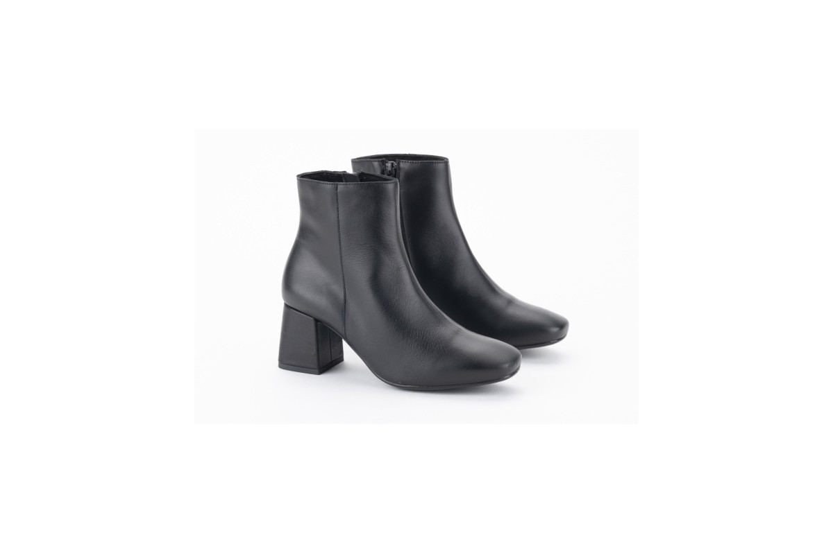 Bottines à talon en cuir - Noir - Lince