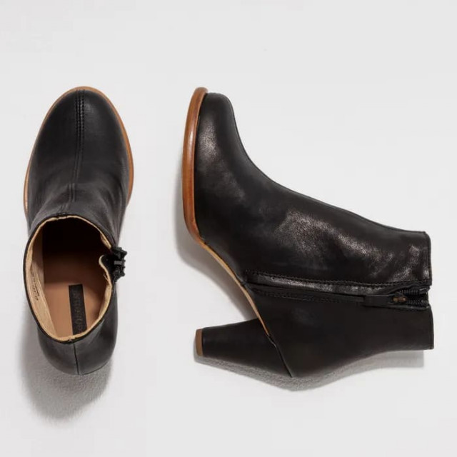 Bottines à talon cubain en cuir - Noir - Neosens