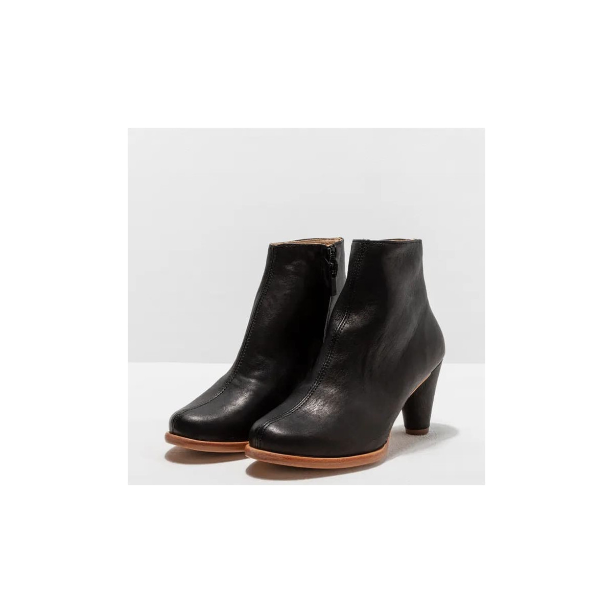 Bottines à talon cubain en cuir - Noir - Neosens