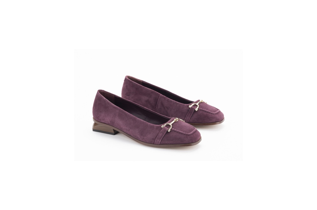 Ballerines petit talon en daim - Pourpre - Lince