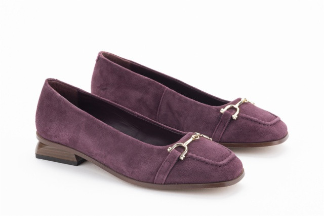 Ballerines petit talon en daim - Pourpre - Lince