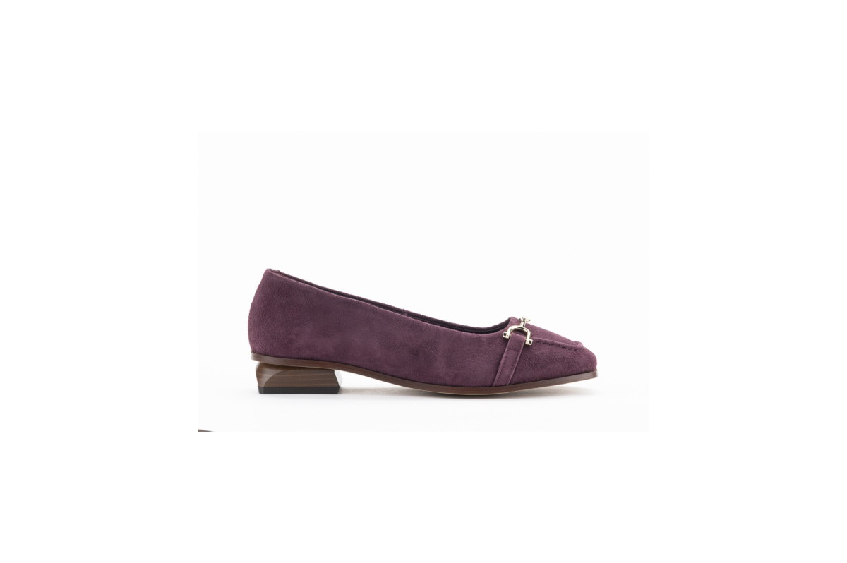 Ballerines petit talon en daim - Pourpre - Lince