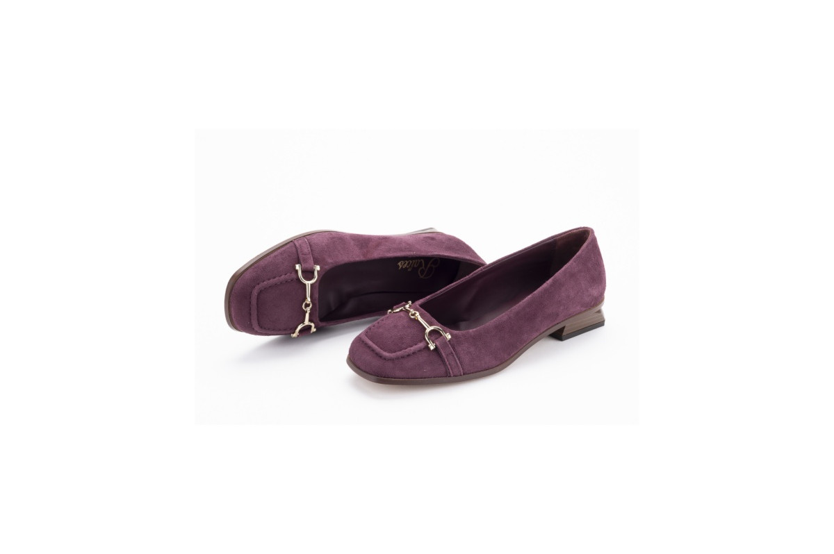 Ballerines petit talon en daim - Pourpre - Lince