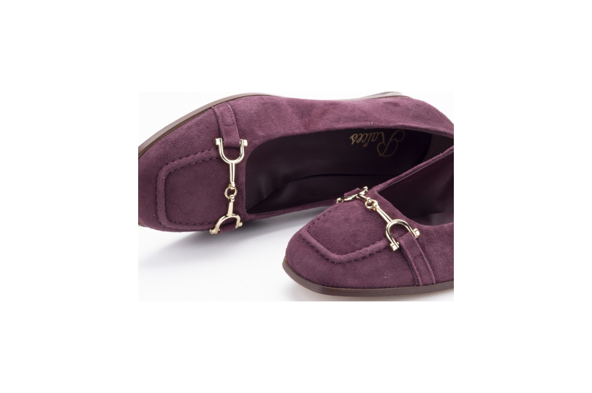 Ballerines petit talon en daim - Pourpre - Lince