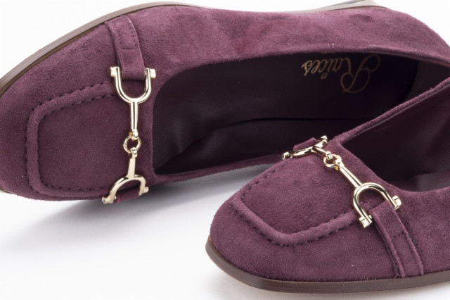 Ballerines petit talon en daim - Pourpre - Lince