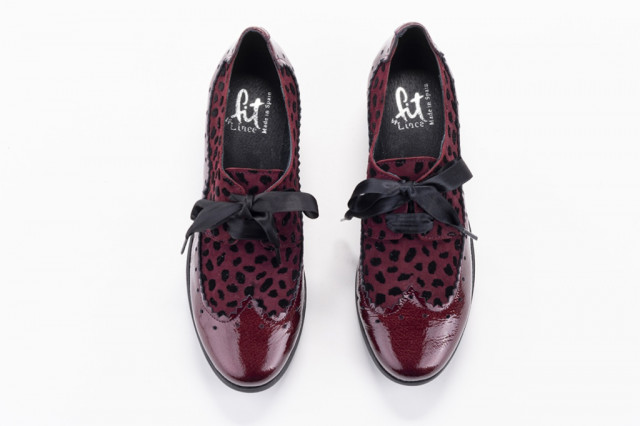 Chaussures compensées à lacets en cuir verni et daim - Lince
