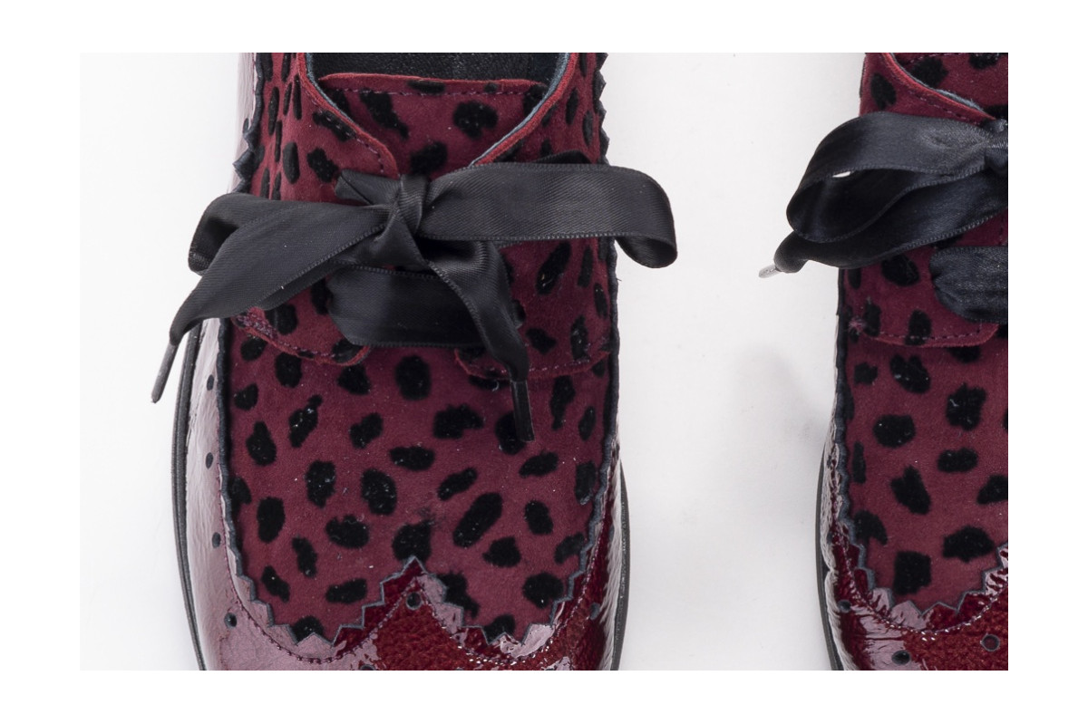 Chaussures compensées à lacets en cuir verni et daim - Lince