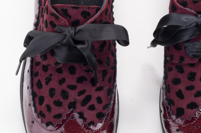 Chaussures compensées à lacets en cuir verni et daim - Lince