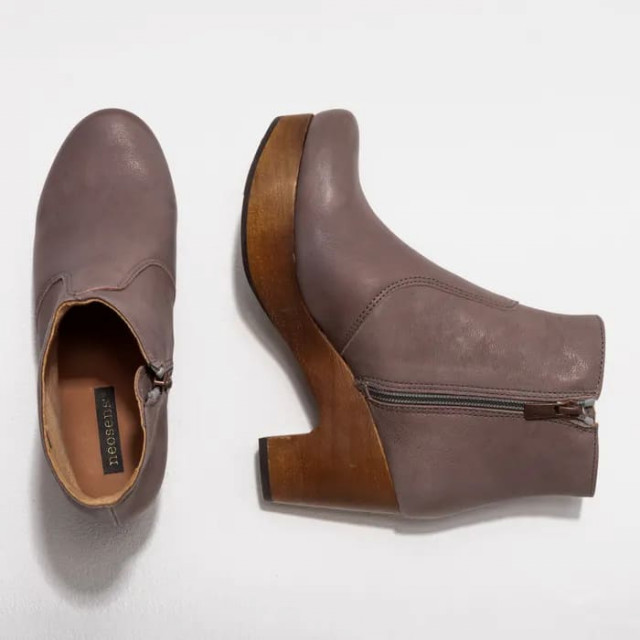 Bottines à talon plateforme en cuir - Taupe - Neosens