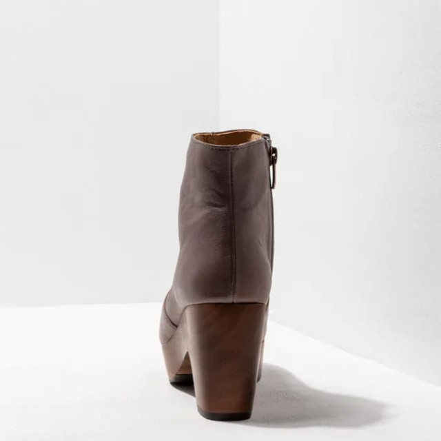 Bottines à talon plateforme en cuir - Taupe - Neosens