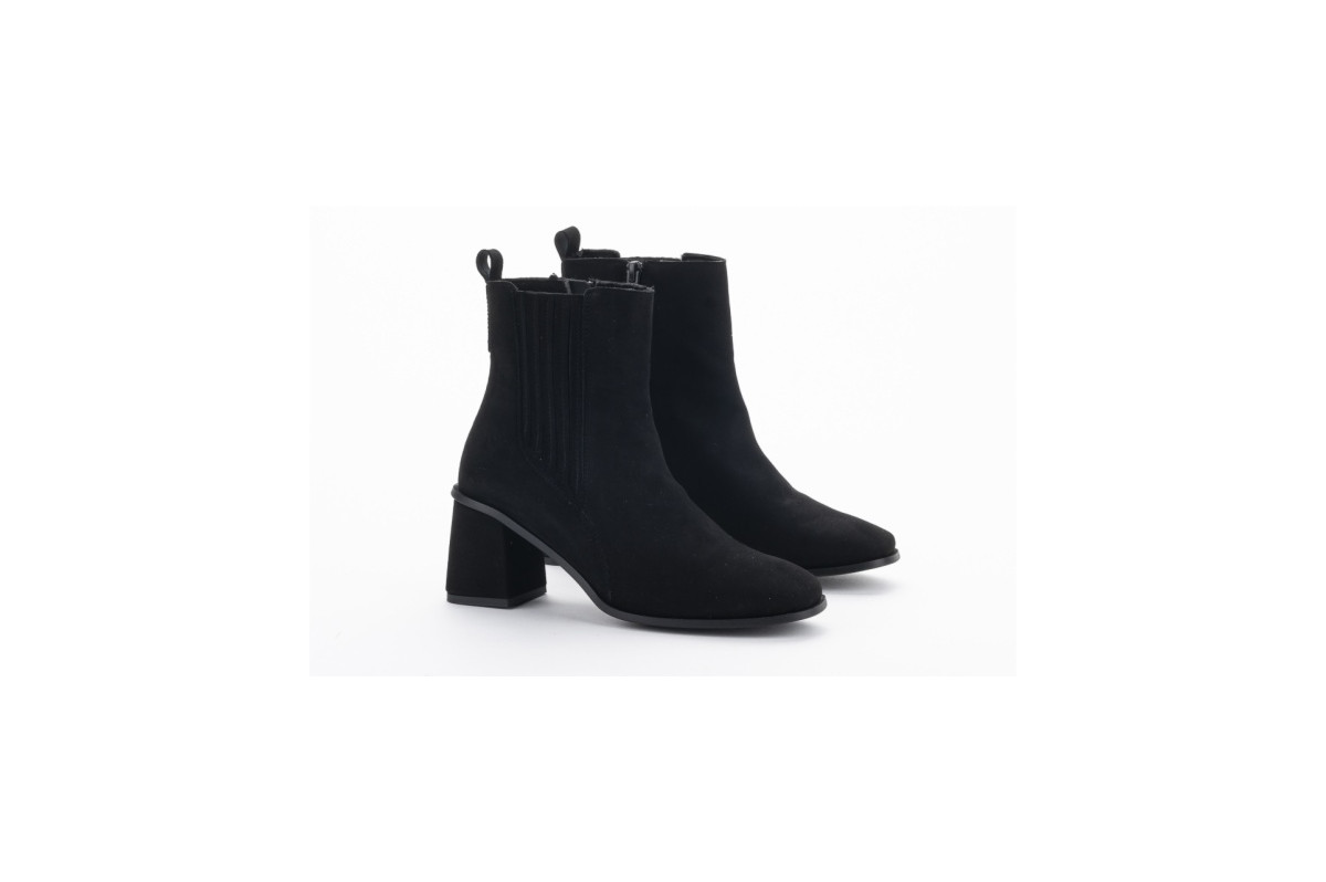 Chelsea boots à talon en daim - Noir - Lince