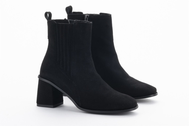 Chelsea boots à talon en daim - Noir - Lince