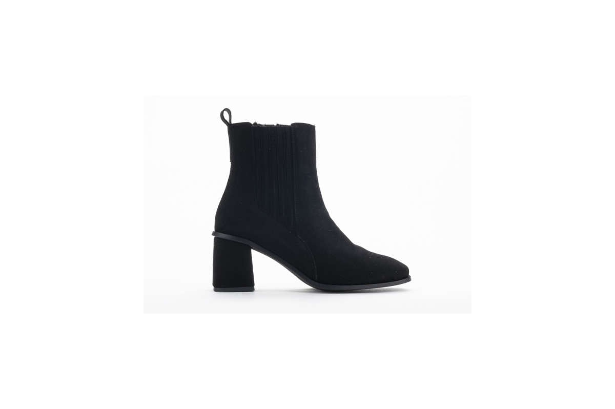 Chelsea boots à talon en daim - Noir - Lince