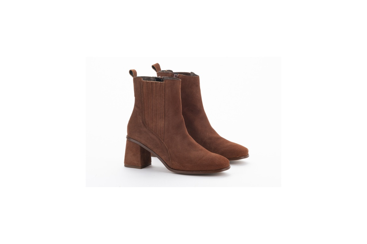 Chelsea boots à talon en daim - Marron - Lince