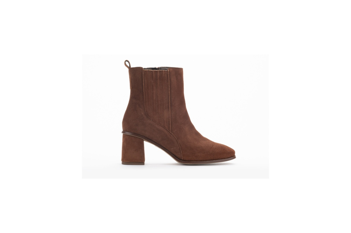 Chelsea boots à talon en daim - Marron - Lince