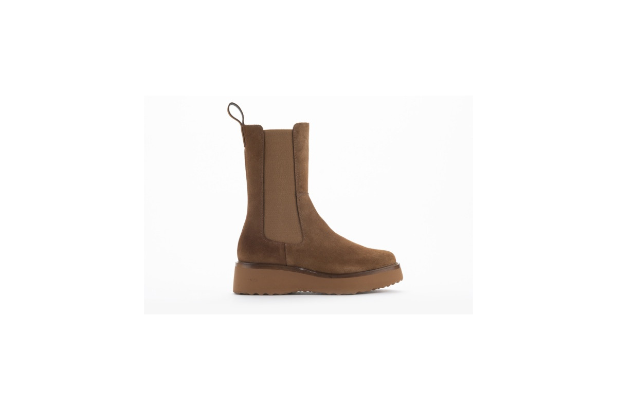 Bottines chelsea plateforme en daim - Camel - Lince