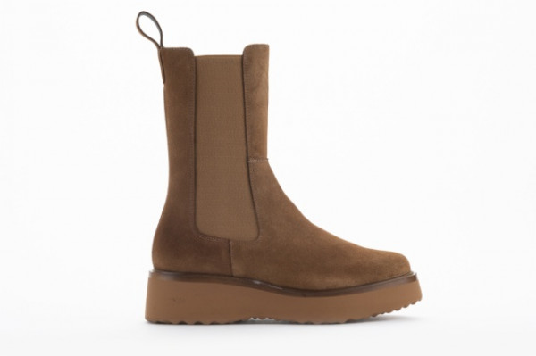 Bottines chelsea plateforme en daim - Camel - Lince